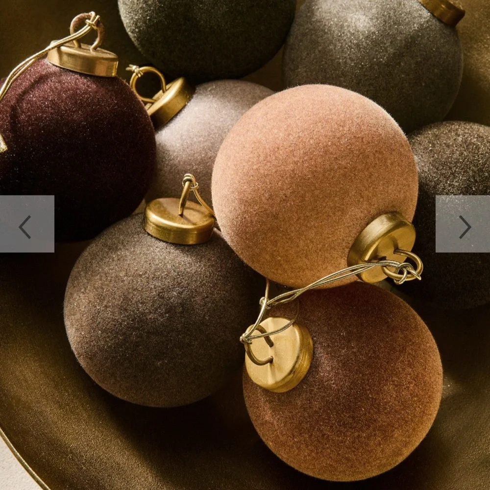 West Elm | Medium Flocked Ball Ornaments (Set of 9) - Cool Tones